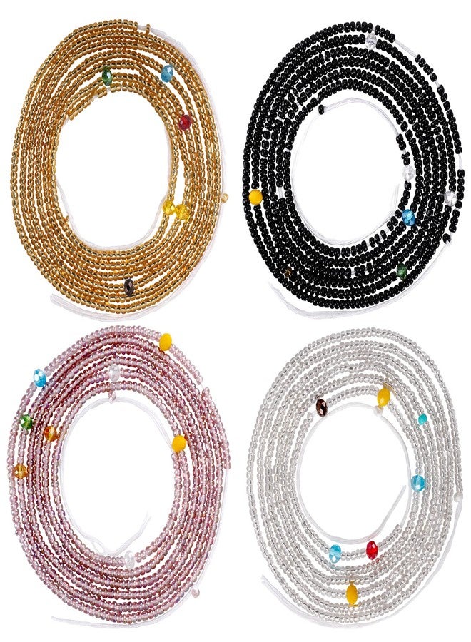Teniinet 4PCS 50” Handmade African Waist Beads for Women Non-Stretching(Tie-on) - Image 1